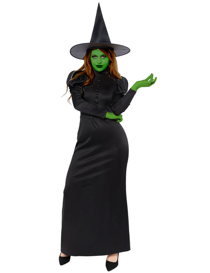 Déguisement sorcière Wicked pour femme noir avec chapeau