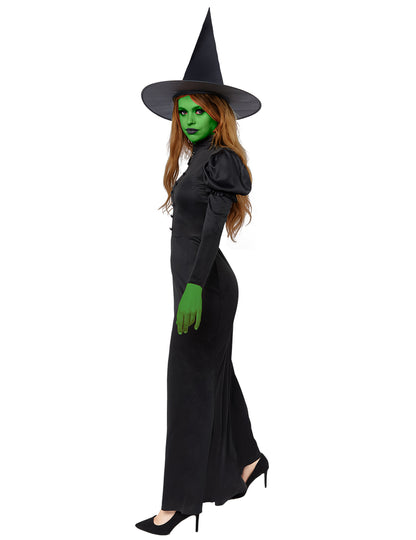 Vue de profil du déguisement sorcière Wicked pour femme
