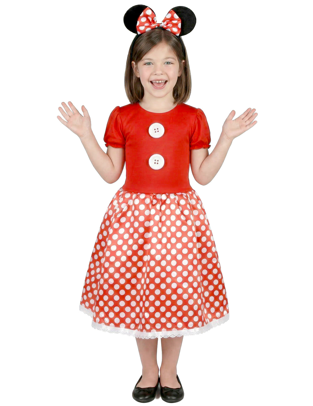Déguisement de souris à pois blancs pour fille rouge avec serre-tête oreilles
