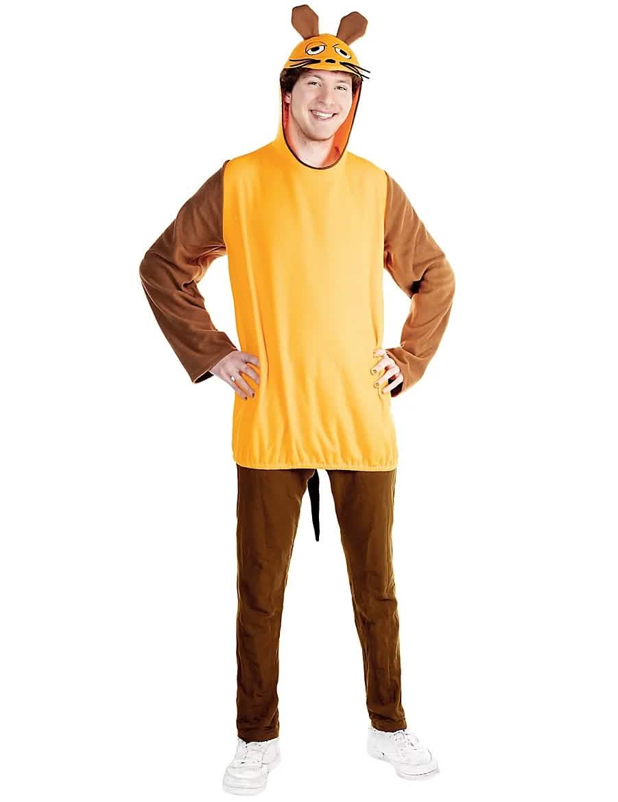Fato de rato Die Maus para adulto amarelo e castanho