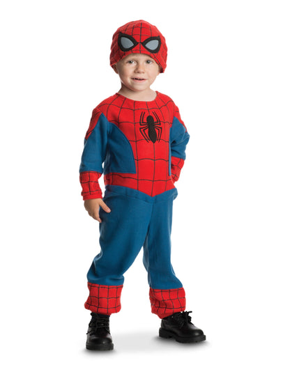Déguisement Spiderman™ pour bébé rouge et bleu avec bonnet