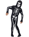 Déguisement combi de squelette pour enfant noir avec capuche