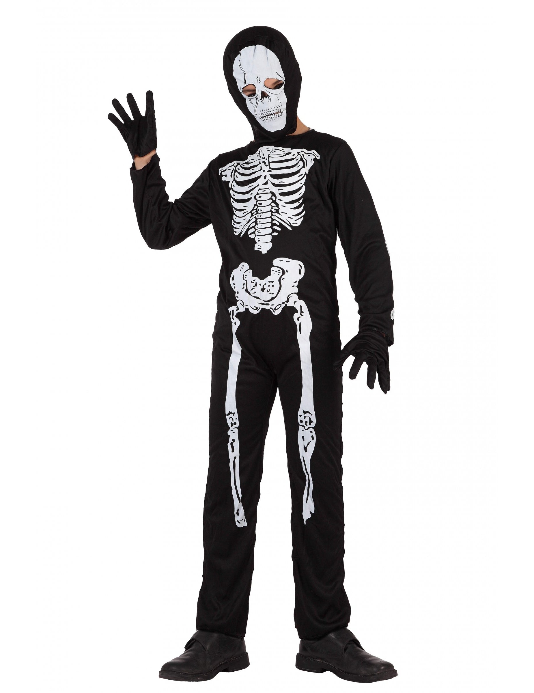 Déguisement de squelette Halloween pour enfant noir et blanc