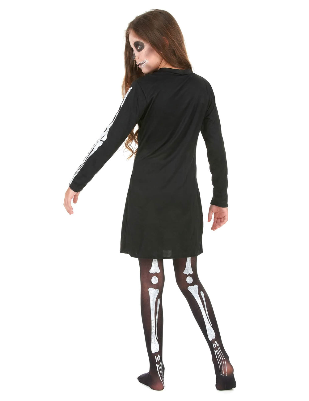 Vista traseira do disfarce de esqueleto halloween