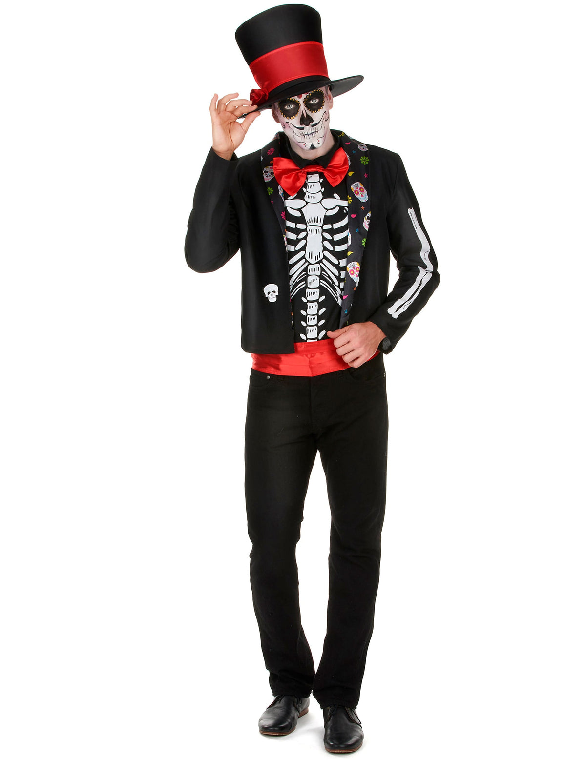 Disfarce esqueleto Dia de los muertos homem