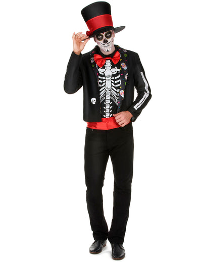 Disfarce esqueleto Dia de los muertos homem