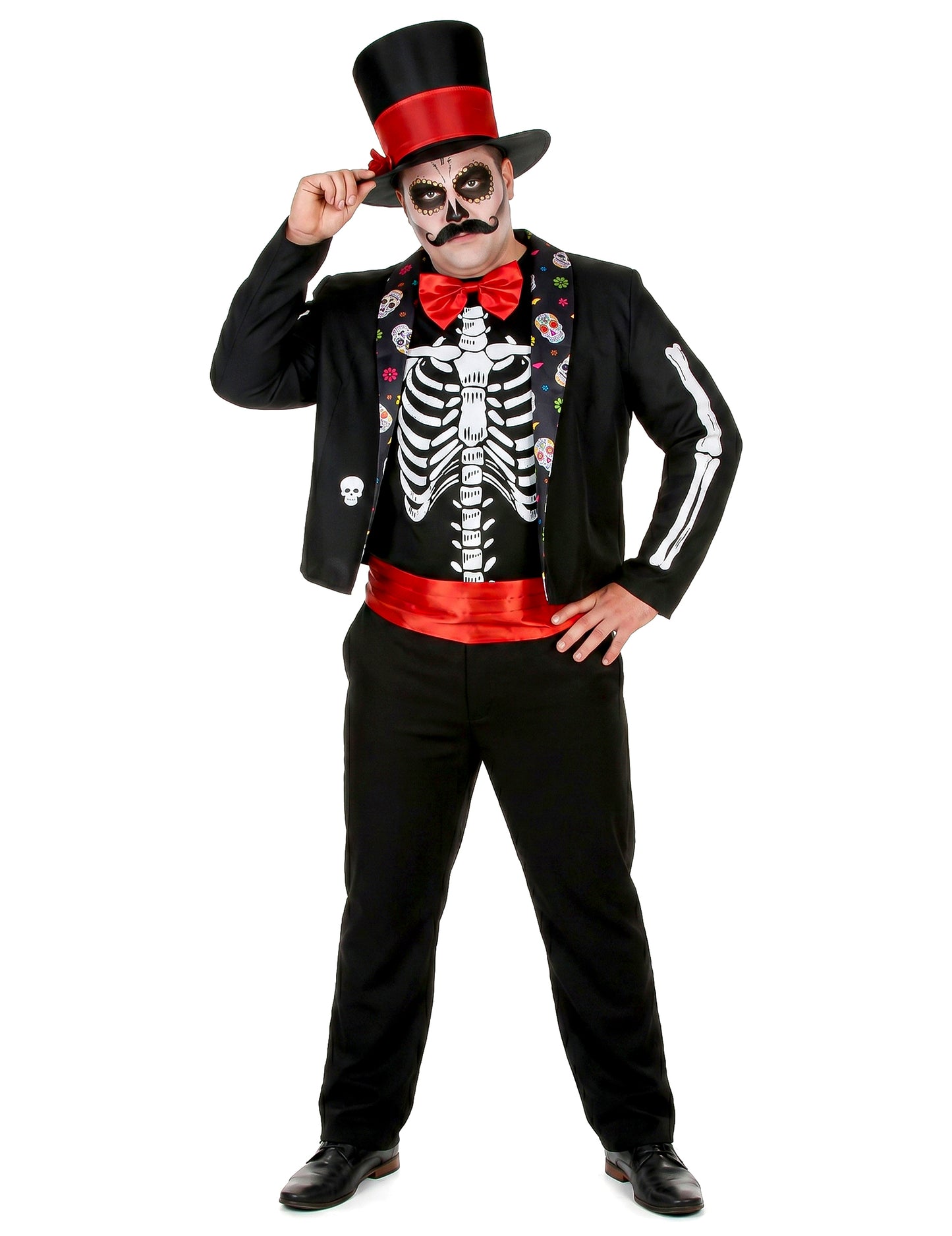 Disfarce esqueleto Dia de los muertos homem