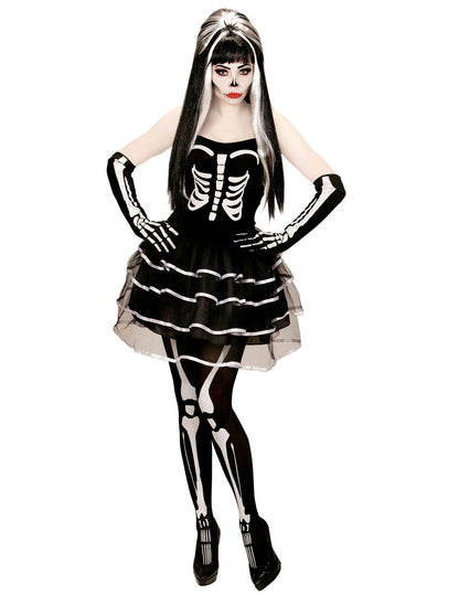 Déguisement squelette tutu bouffant Halloween pour femme noir et blanc