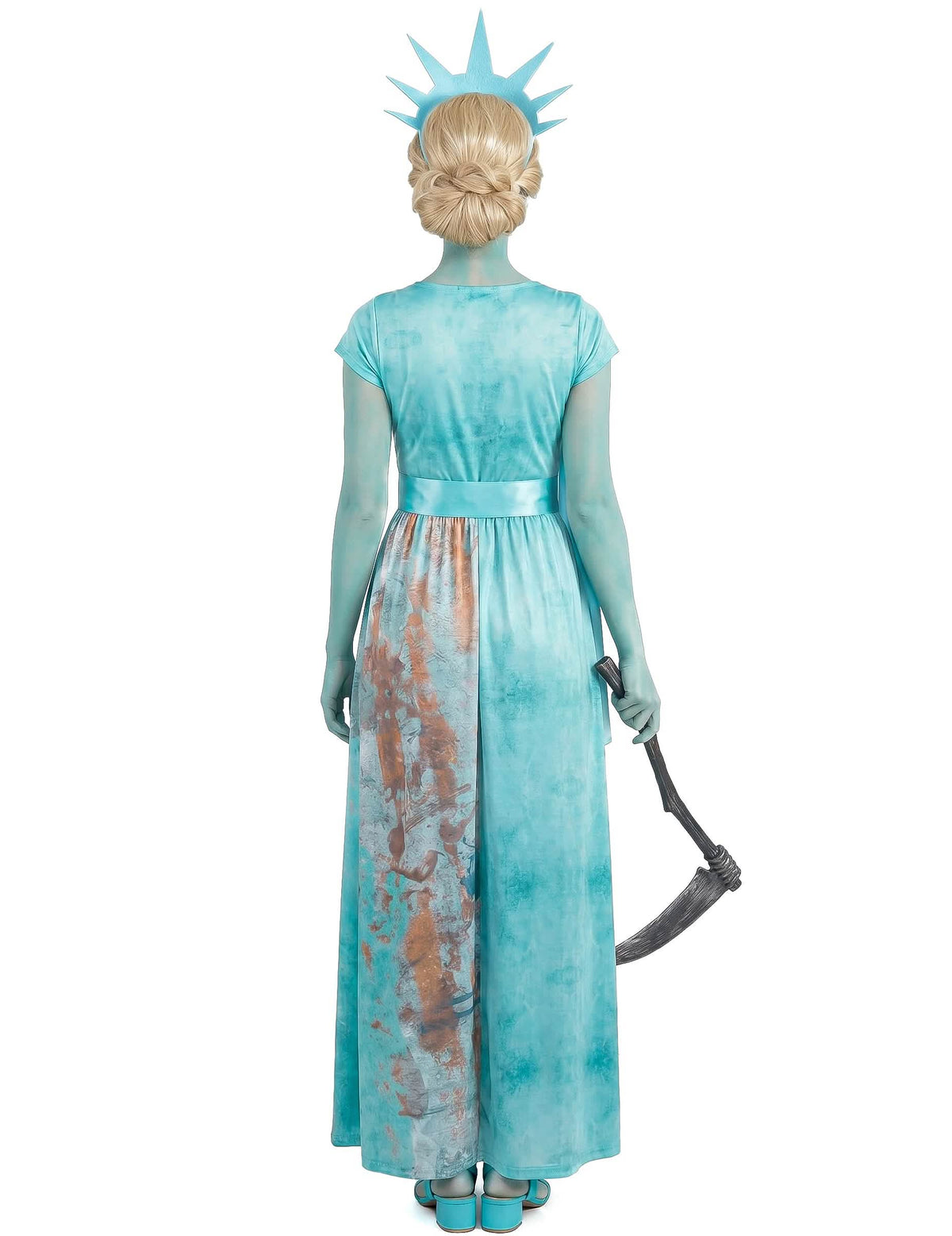 Fato de estátua da liberdade sangrenta para mulher