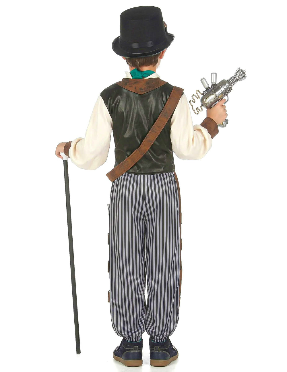 Vista de trás do disfarce steampunk dandy para criança