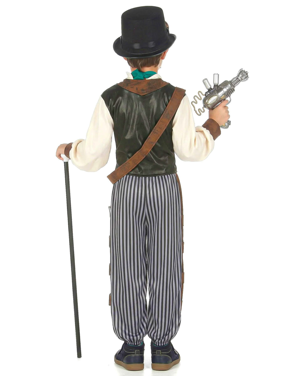 Vista de trás do disfarce steampunk dandy para criança