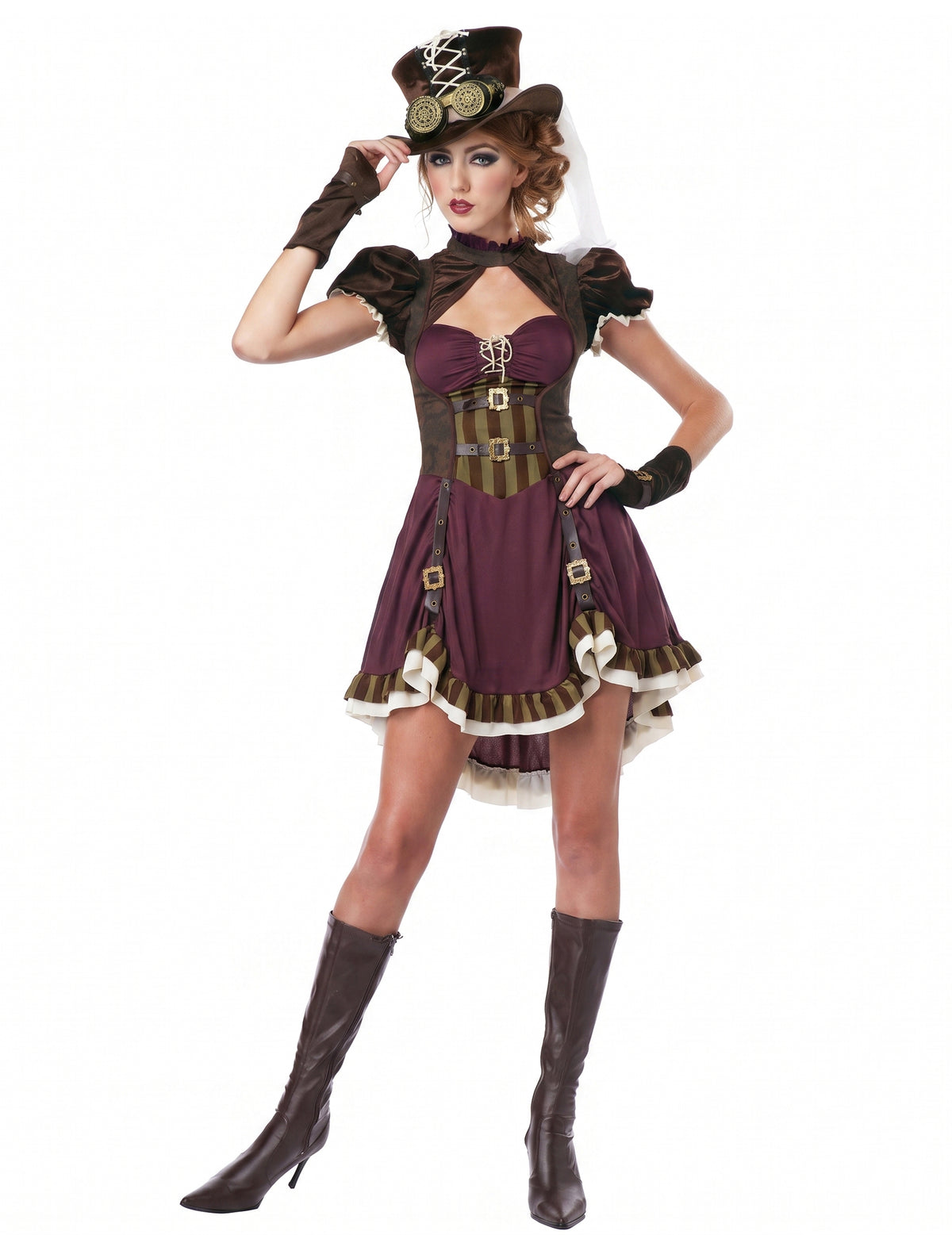 Disfarce steampunk mulher bordeaux