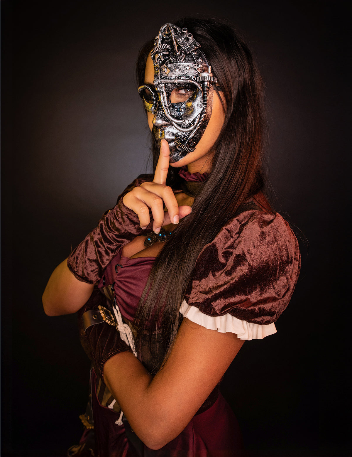 Disfarce steampunk mulher bordeaux