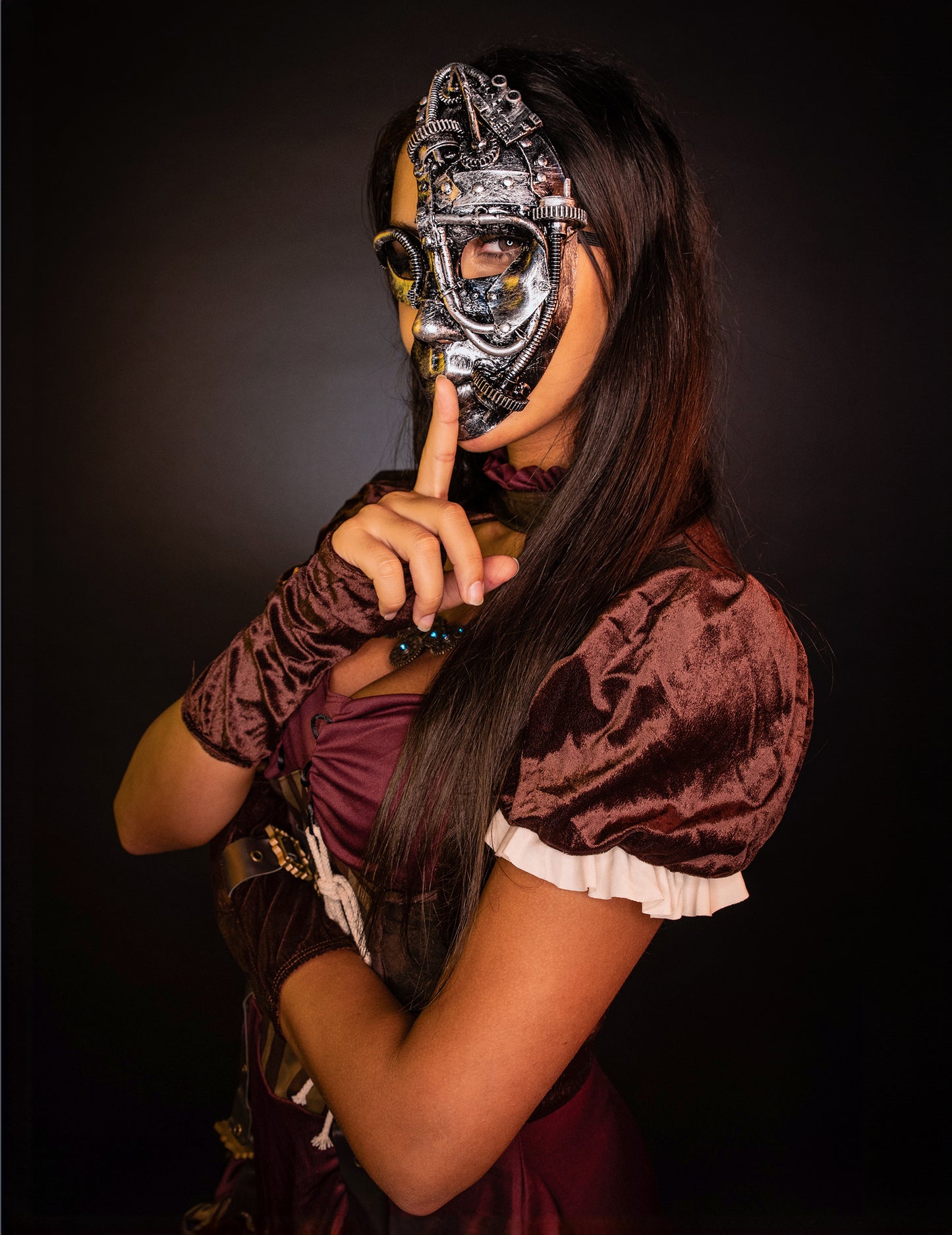 Disfarce steampunk mulher bordeaux
