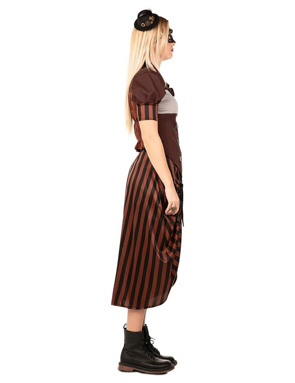 Vue de profil du déguisement steampunk pour femme