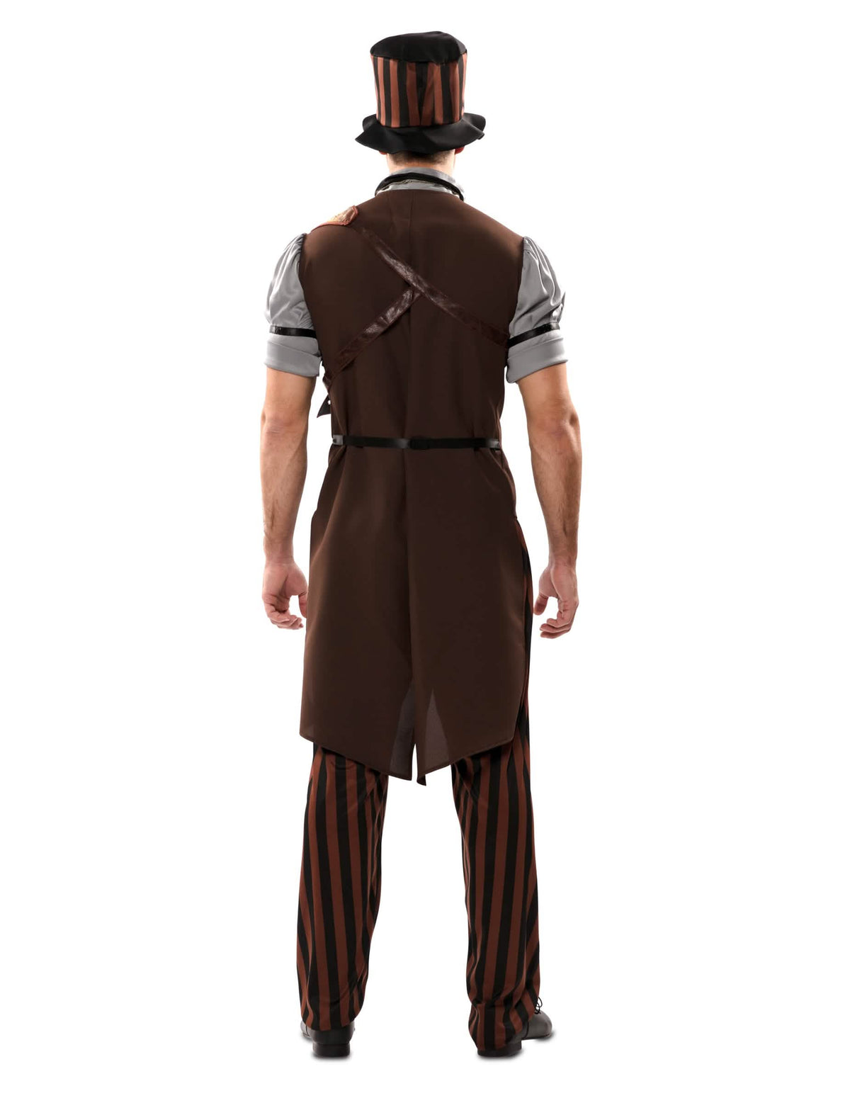 Vista de trás do disfarce steampunk para homem