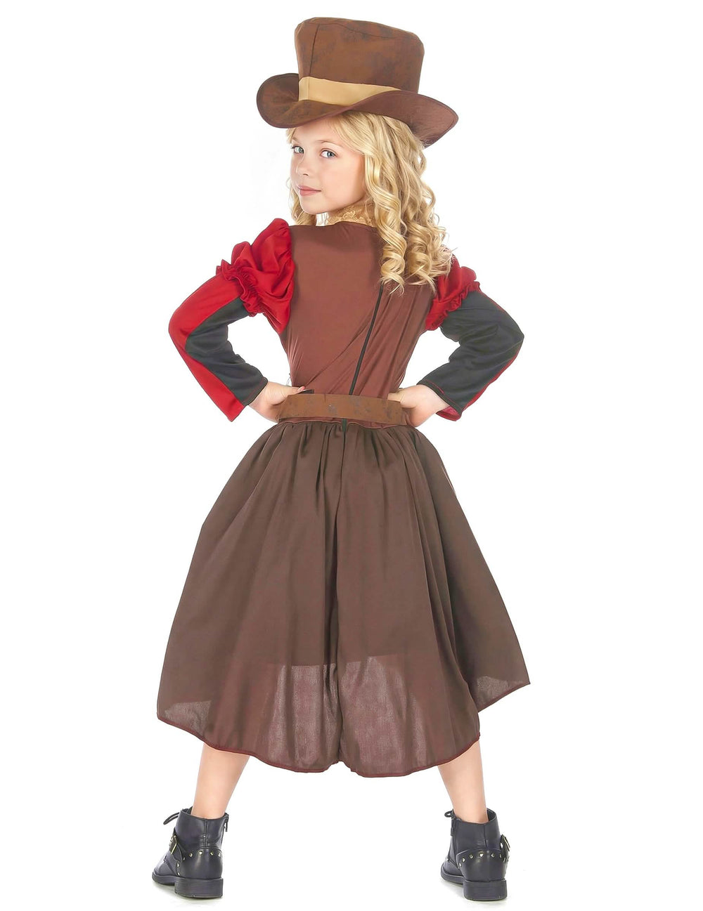 Vista de trás do disfarce steampunk luxo para menina