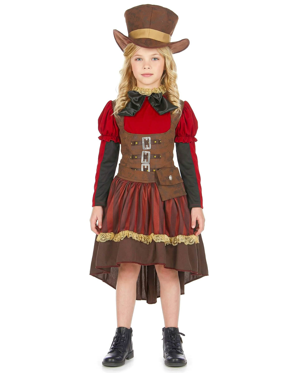 Vista geral do fato steampunk de luxo para menina