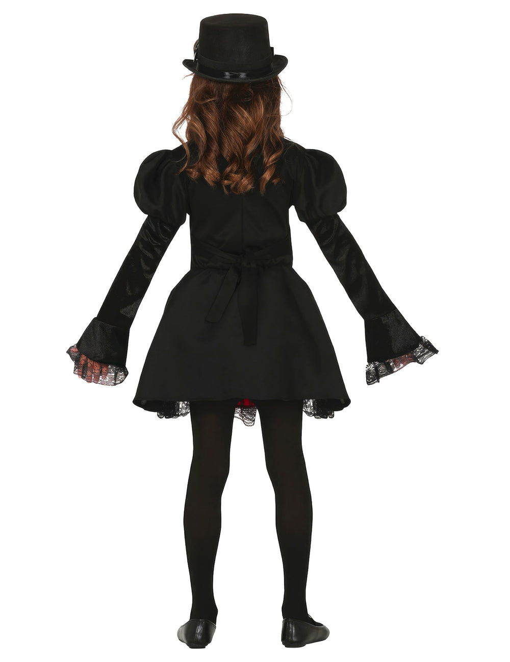 Vue de dos du déguisement Steampunk rouge glamour