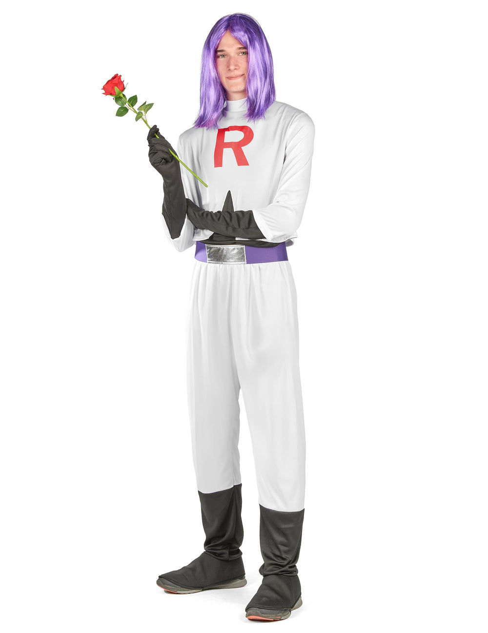 Pose avec une rose du déguisement super vilain manga