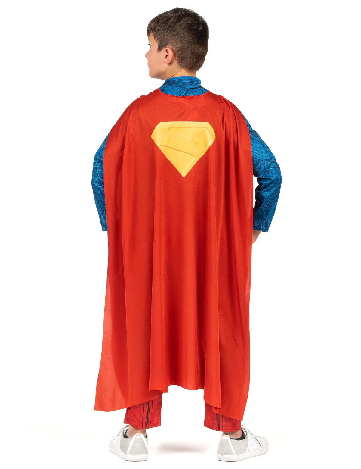 Déguisement Superman Luxe pour enfant bleu et rouge avec cape vue de dos