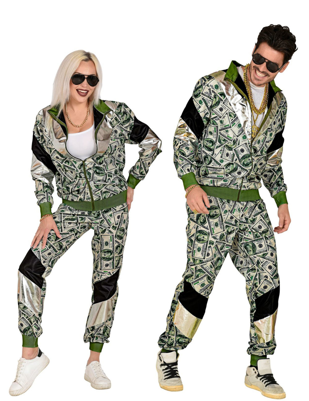Duo homme et femme du déguisement survêtement billet dollar