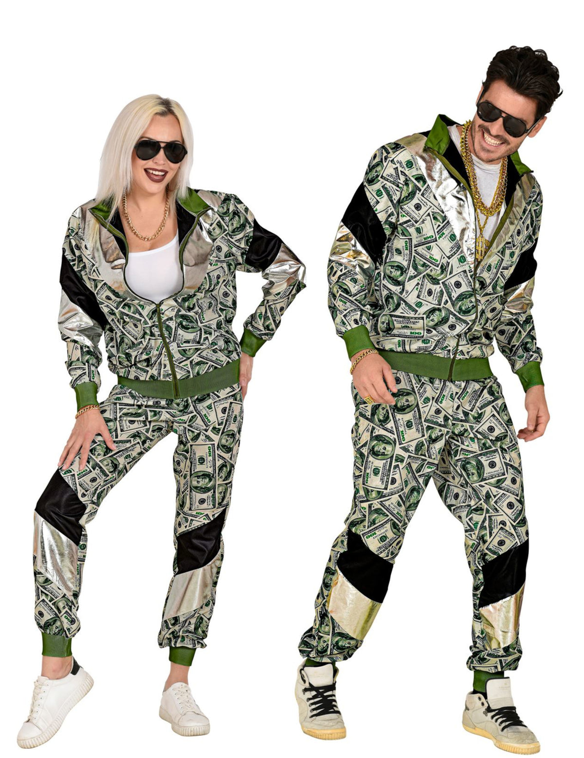 Duo homme et femme du déguisement survêtement billet dollar