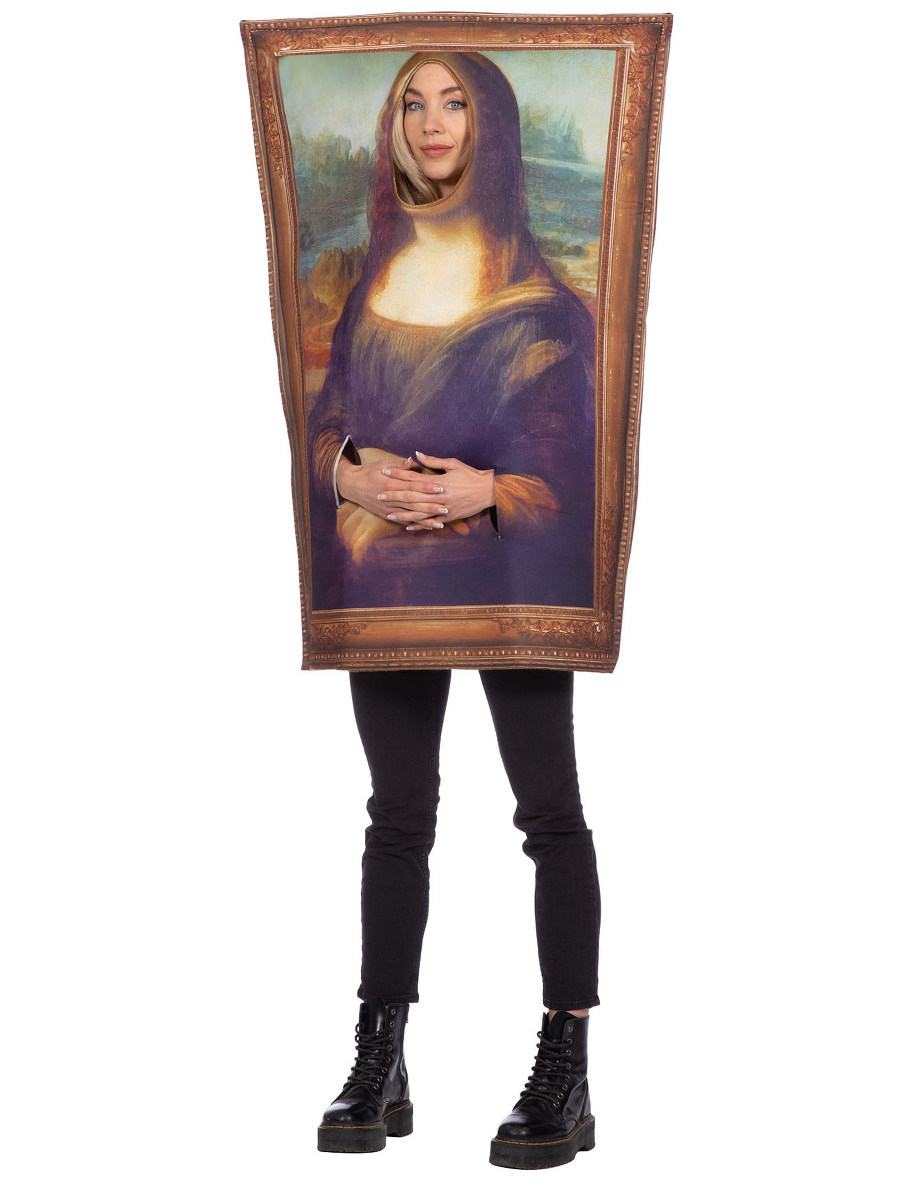 Déguisement tableau Mona Lisa pour adulte avec cadre doré