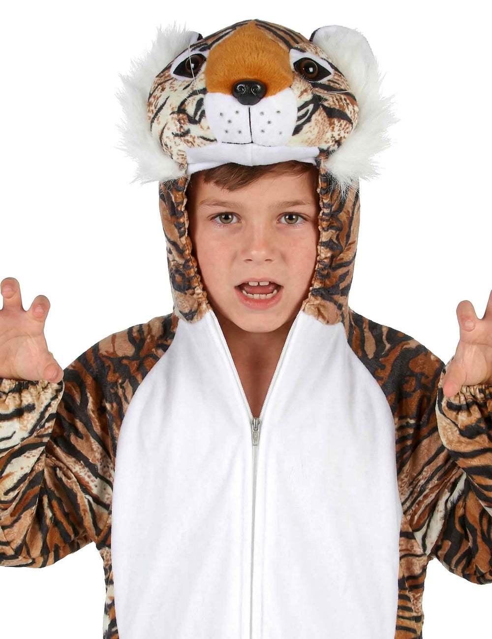 Gros plan sur le haut du déguisement tigre réaliste