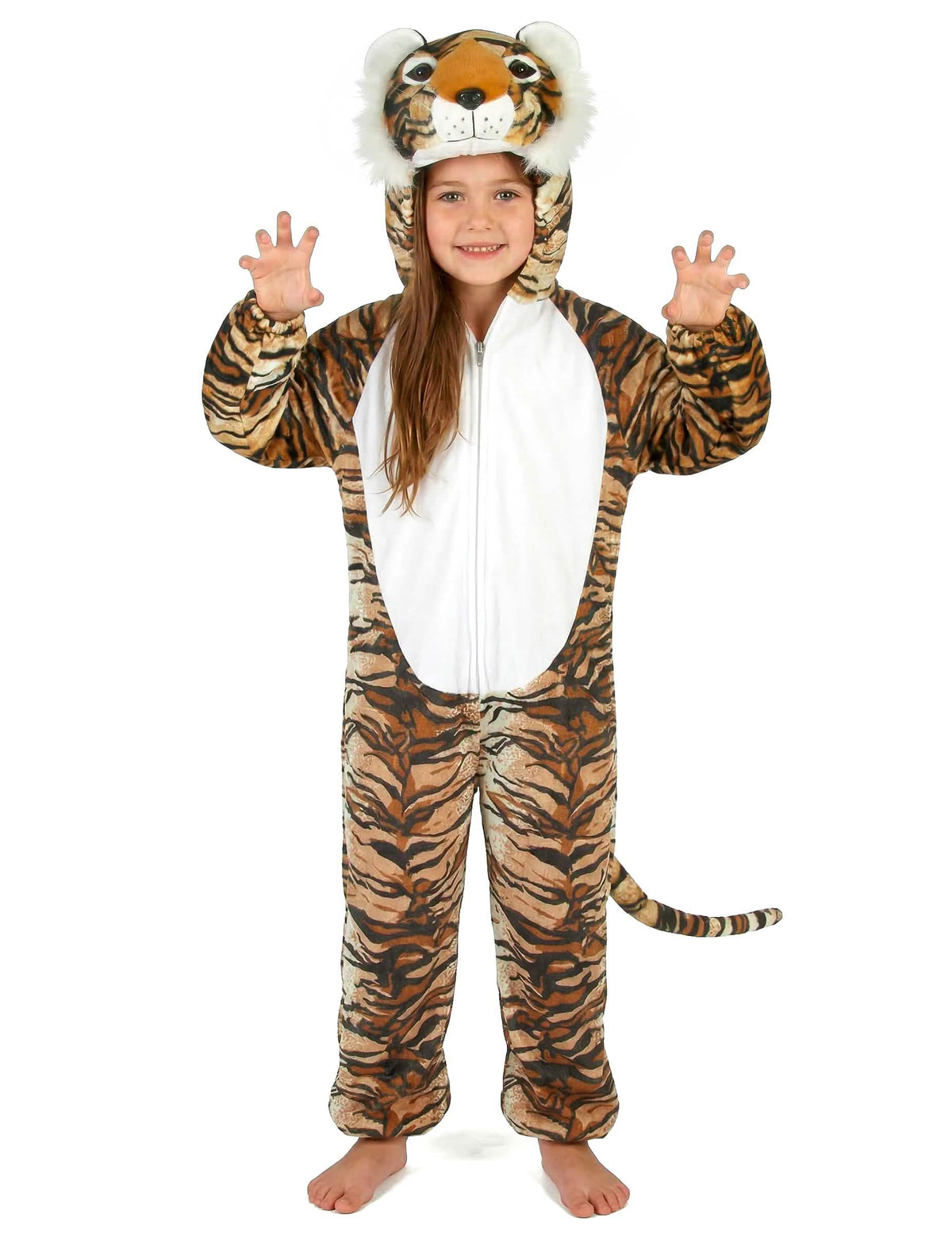 Vue de face du déguisement tigre réaliste pour enfant