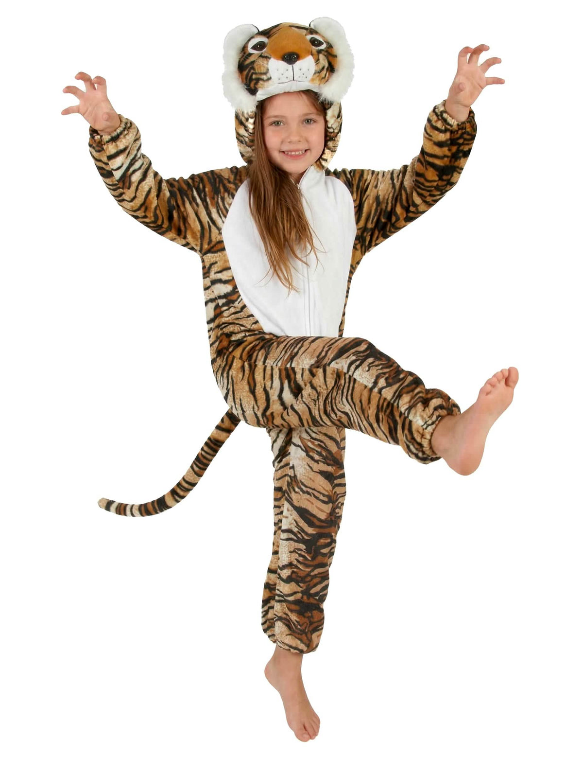 Vue d'ensemble montrant la queue du déguisement tigre réaliste