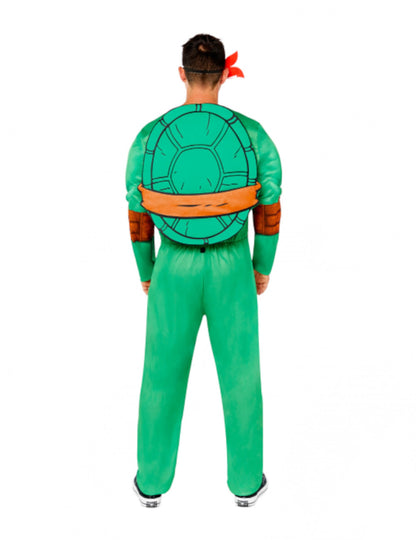 Vue de dos avec carapace du déguisement Tortue Ninja luxe