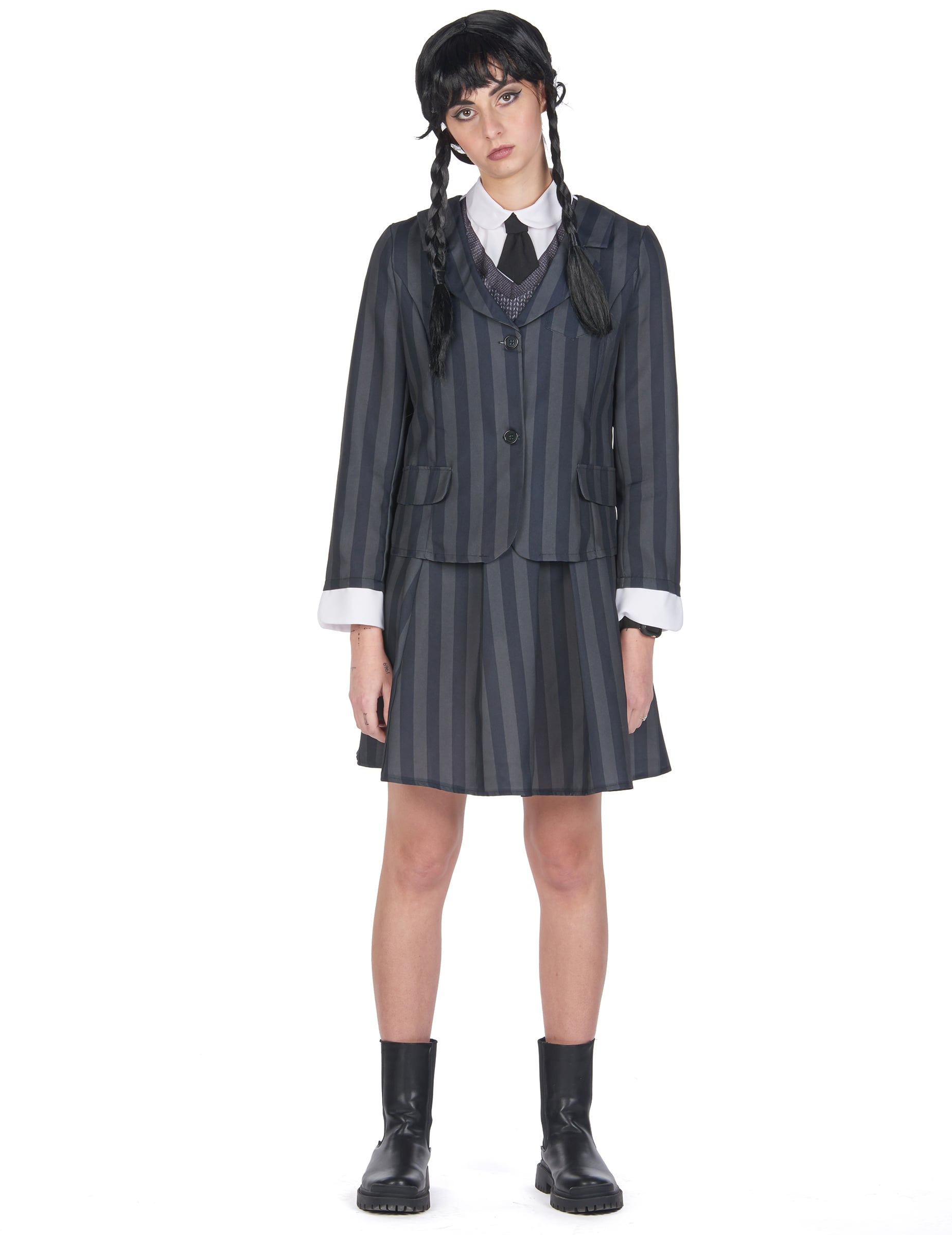 Vue de face du déguisement uniforme scolaire gothique