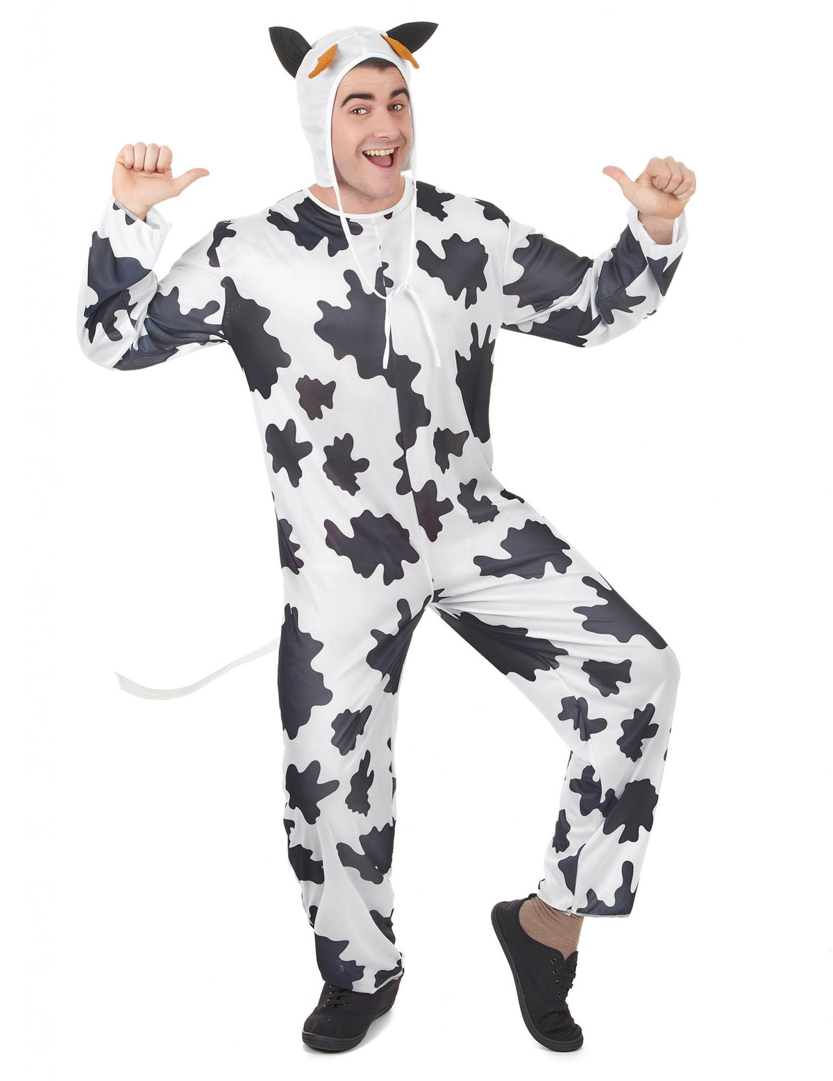 Déguisement vache avec chapeau pour adulte blanc et noir à taches