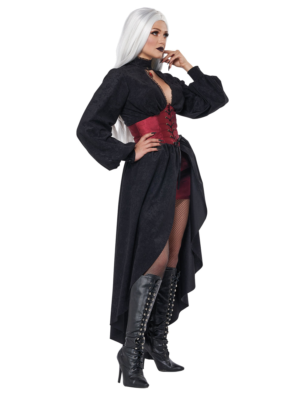Vue de profil du déguisement vampire à corset luxe