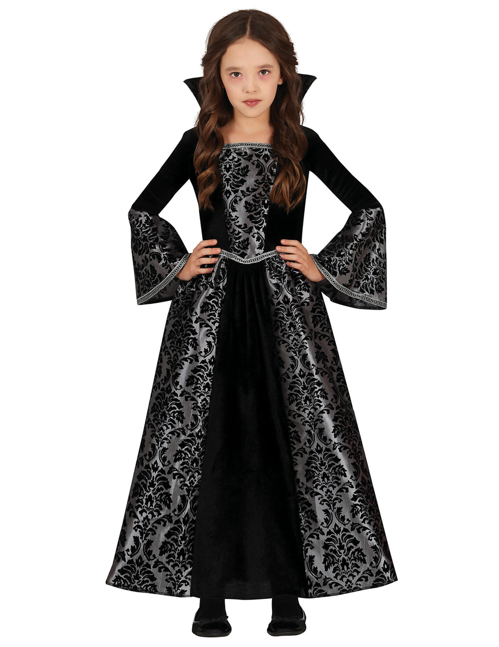 Déguisement de vampire pour fille noir et argent