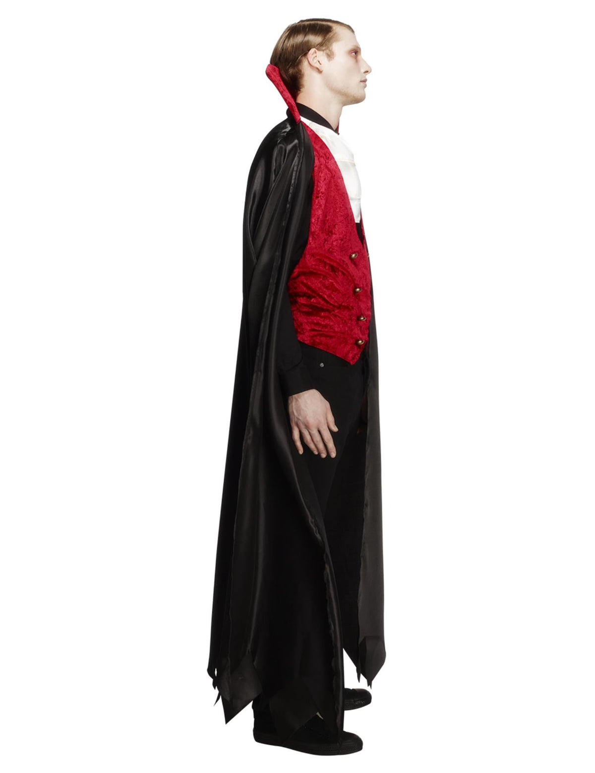 Vue de profil du déguisement de vampire avec cape