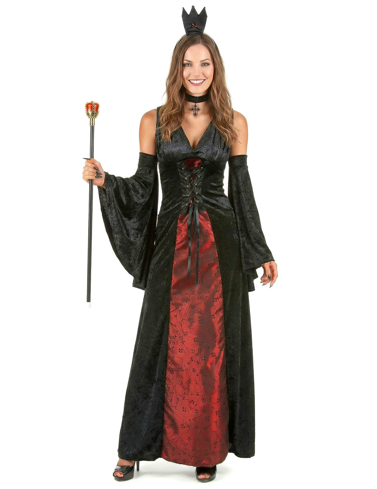 Vista frontal do disfarce de vampira chique para mulher