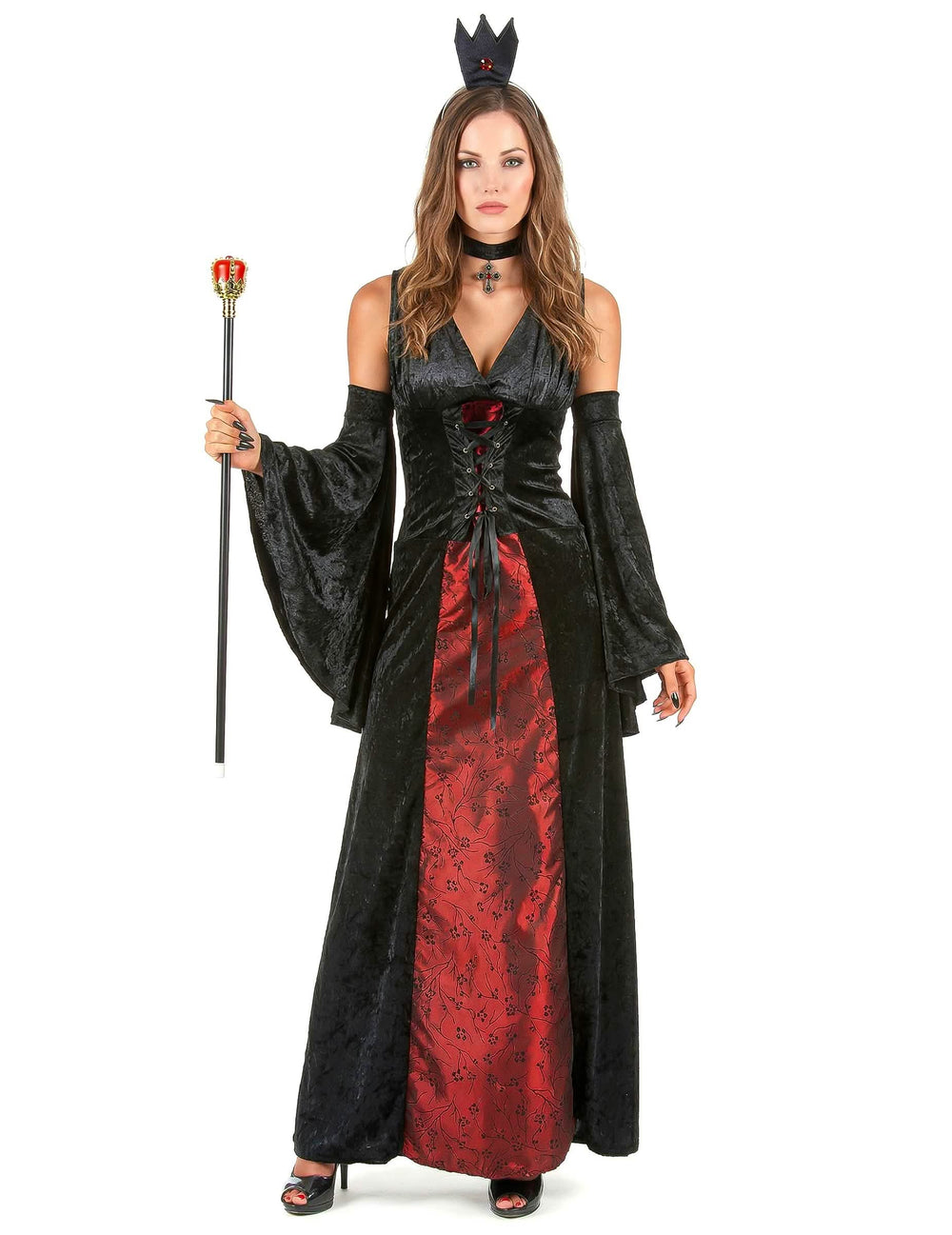 Vista de corpo inteiro do disfarce vampiro chique para mulher
