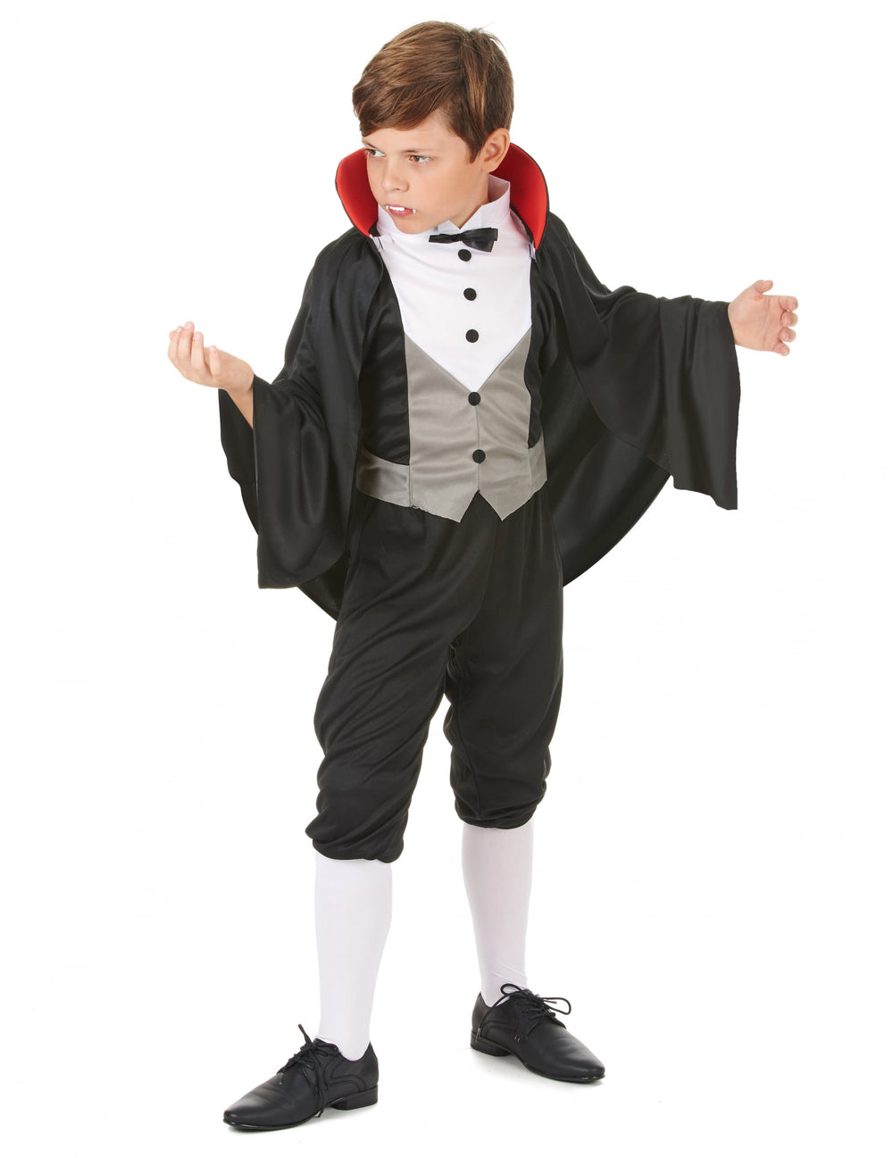 Vue de profil du déguisement de vampire chic pour garçon