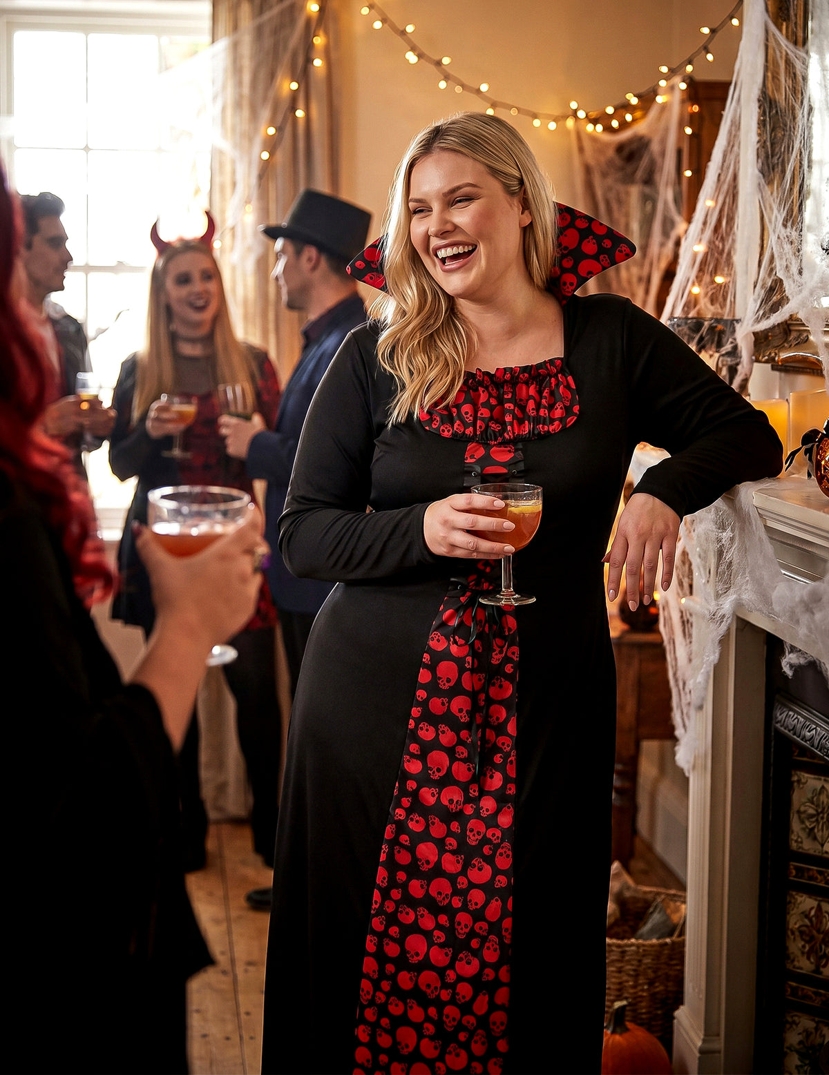 Fato de vampiro elegante plus size para mulher