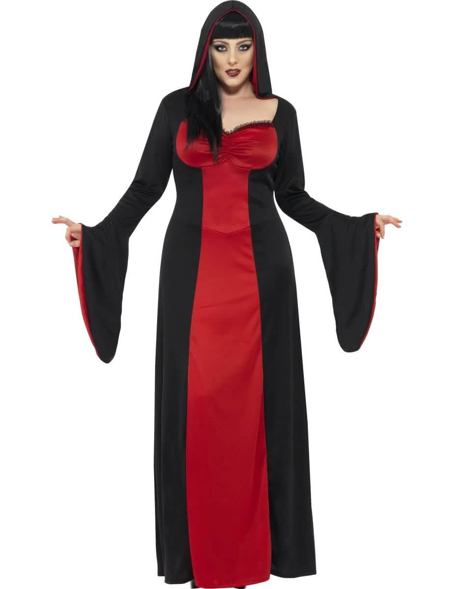 Vista de frente do disfarce de vampira para mulher