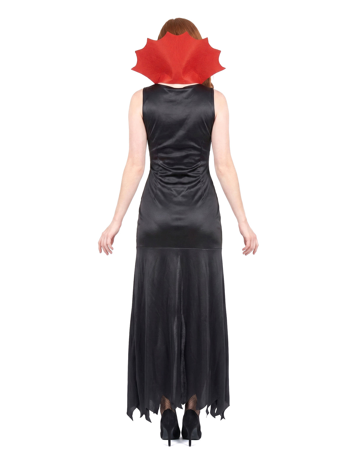 Disfarce vampira mulher vermelho e preto Halloween