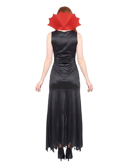 Disfarce vampira mulher vermelho e preto Halloween
