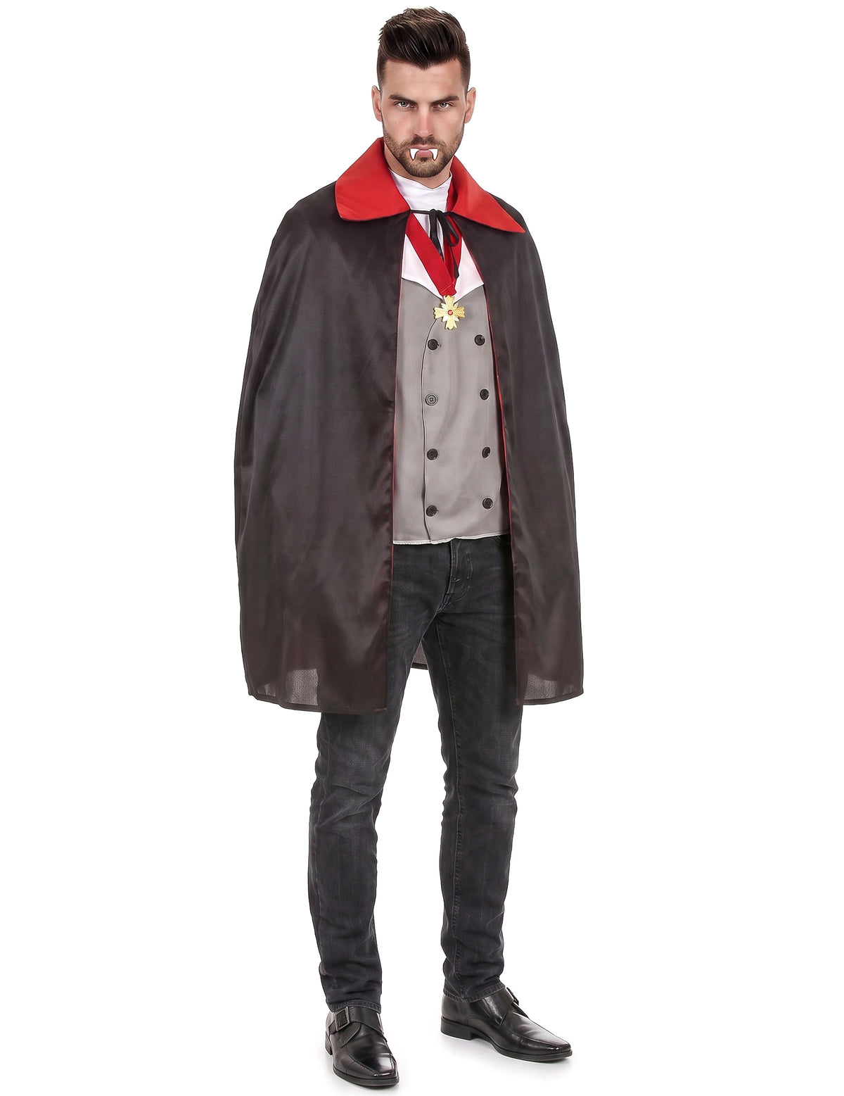 Disfarce vampiro cinzento homem Halloween