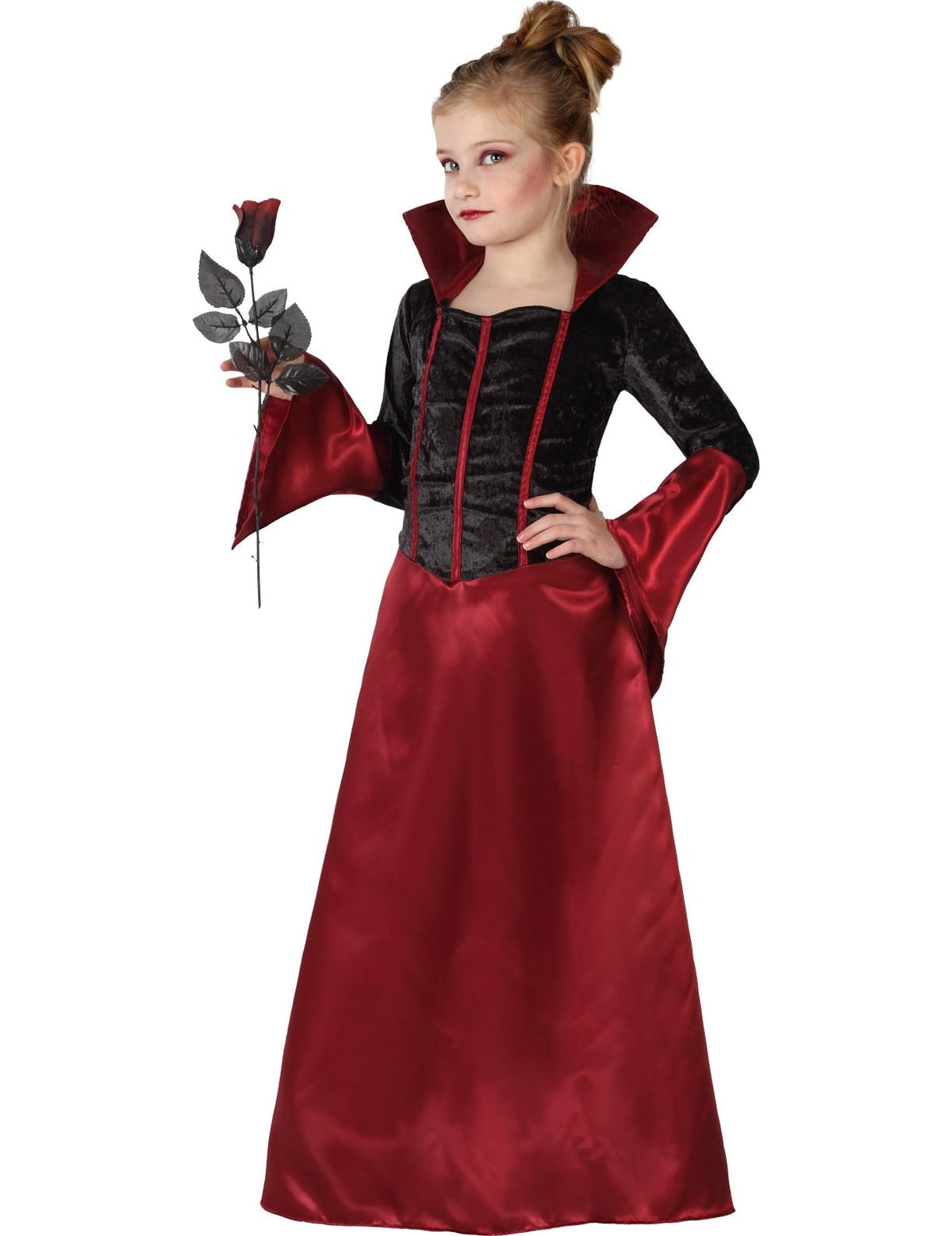 Déguisement de vampire pour fille rouge et noir d'Halloween