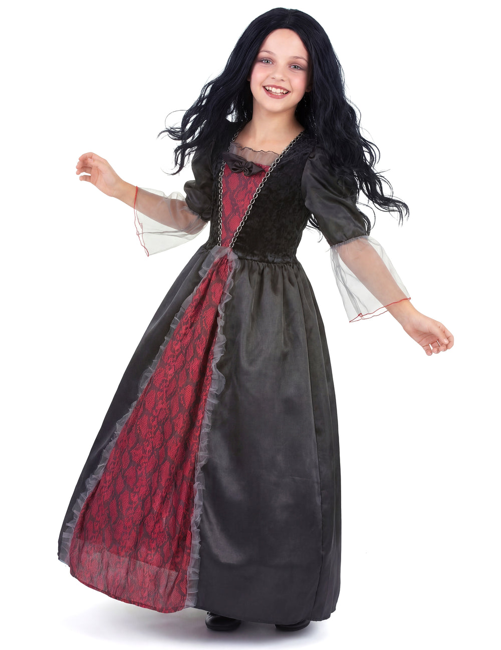 Vue de face du déguisement de vampire pour fille