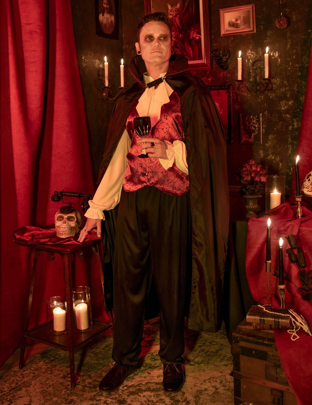 Disfarce vampiro vermelho homem Halloween