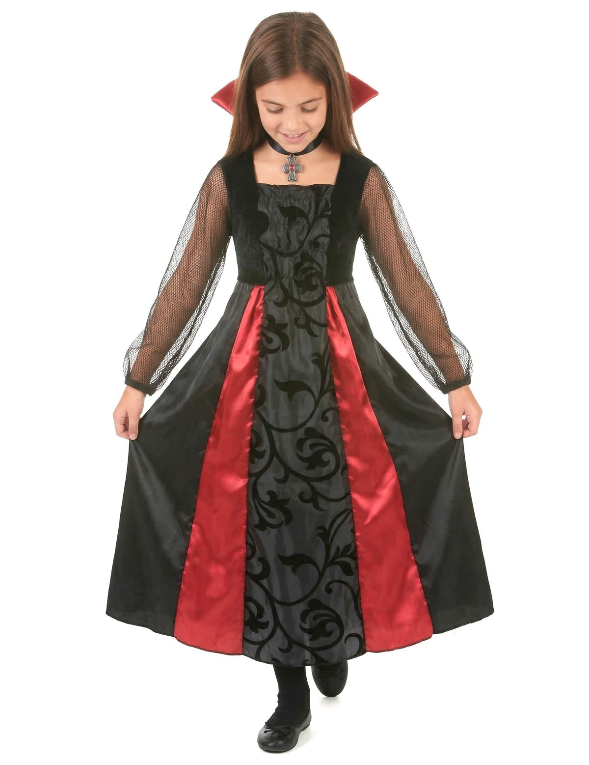 Visão geral do disfarce de vampiro acetinado para menina