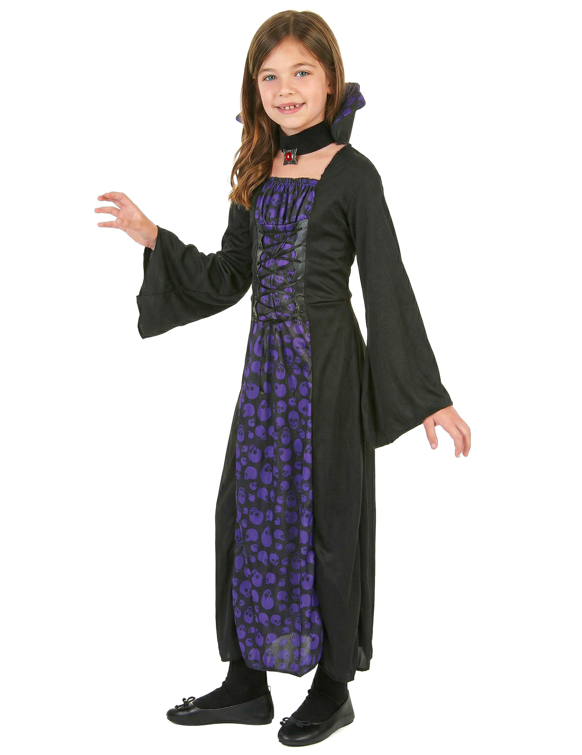 Vue de profil du déguisement de vampire pour fille